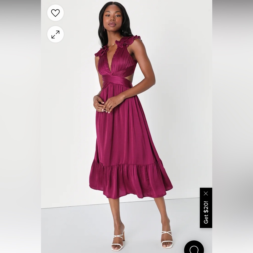 Lulu’s Plum Purple Ruffled Midi Dress
